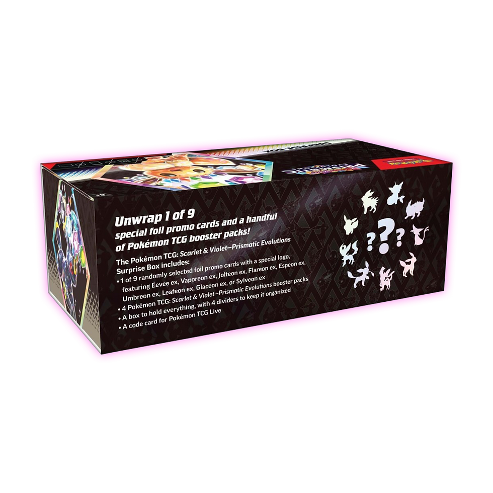 Thumbnail: Prismatic Evolutions Surprise Box - Top view - POKÉMON TCG Scarlet & Violet 8.5 - Triple 3 Collectibles