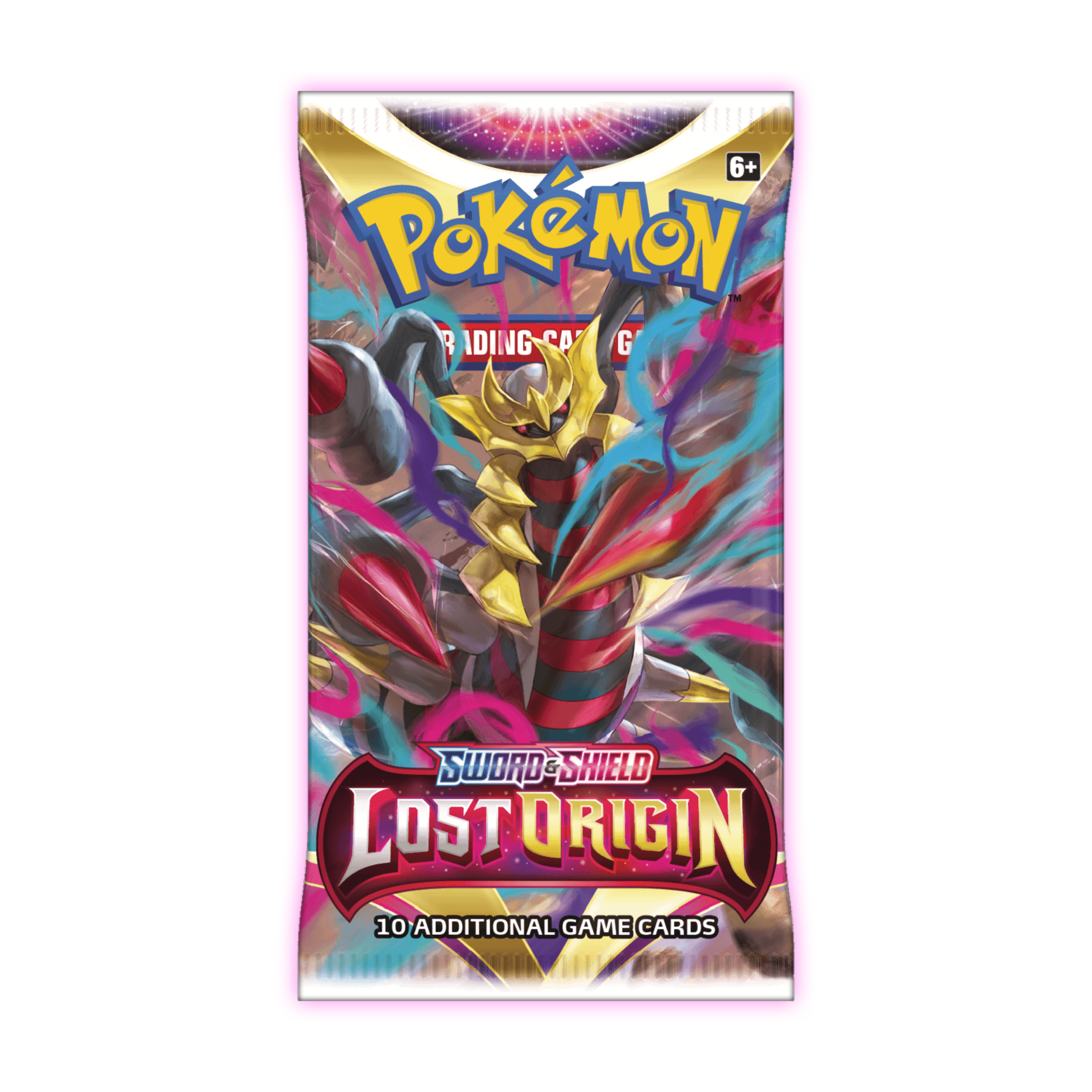 Pokémon TCG Sword & Shield Lost Origin single booster pack featuring Giratina artwork, containing 10 additional game cards