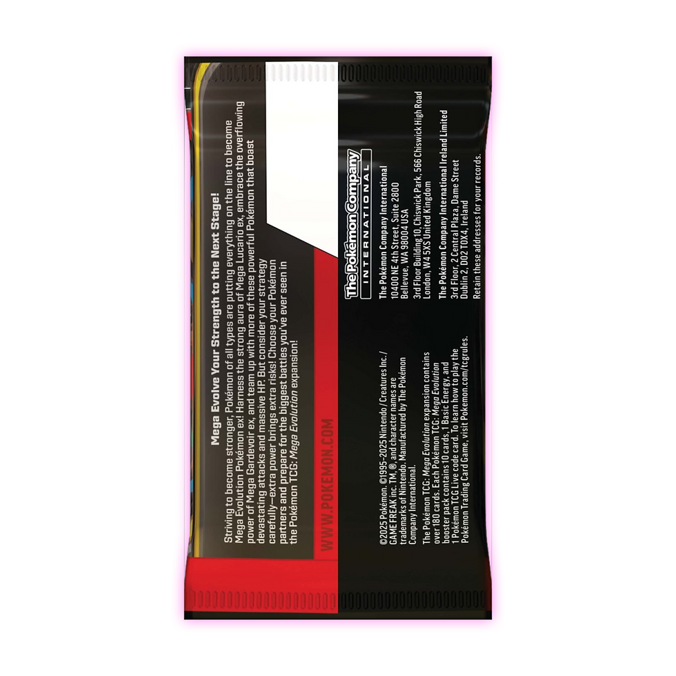 Thumbnail: Single Mega Evolution Booster Pack - Back View - POKÉMON TCG - Triple 3 Colletibles