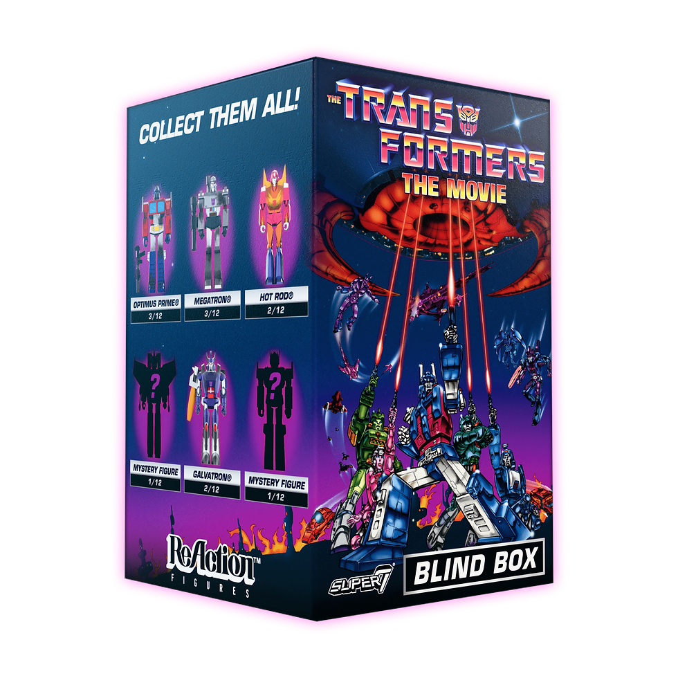 Transformers (1986) – Animated Movie Blind Box Assortment (Wave 6) - Angled Box View - Triple 3 Collectibles