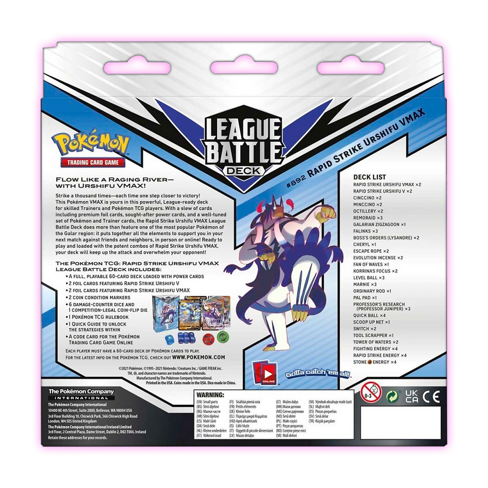 Thumbnail: Pokémon TCG: Rapid Strike Urshifu VMAX League Battle Deck - Back View - Triple 3 Collectibles