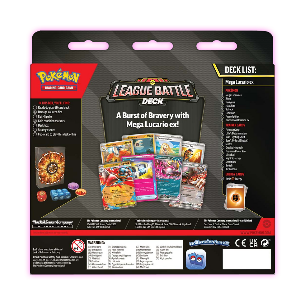 Thumbnail: Pokemon TCG: Mega Lucario ex League Battle Deck - Back View - Triple 3 Collectibles