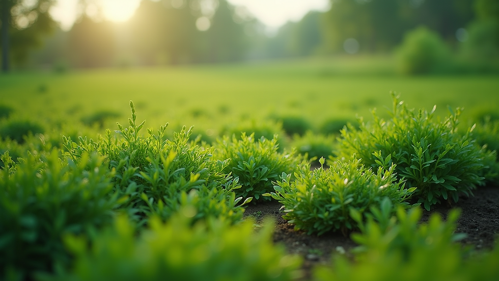 Close-up view of a lush green landscape undergoing bio-remediation
