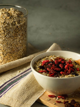 Practicing morning wellness habit in kitchen