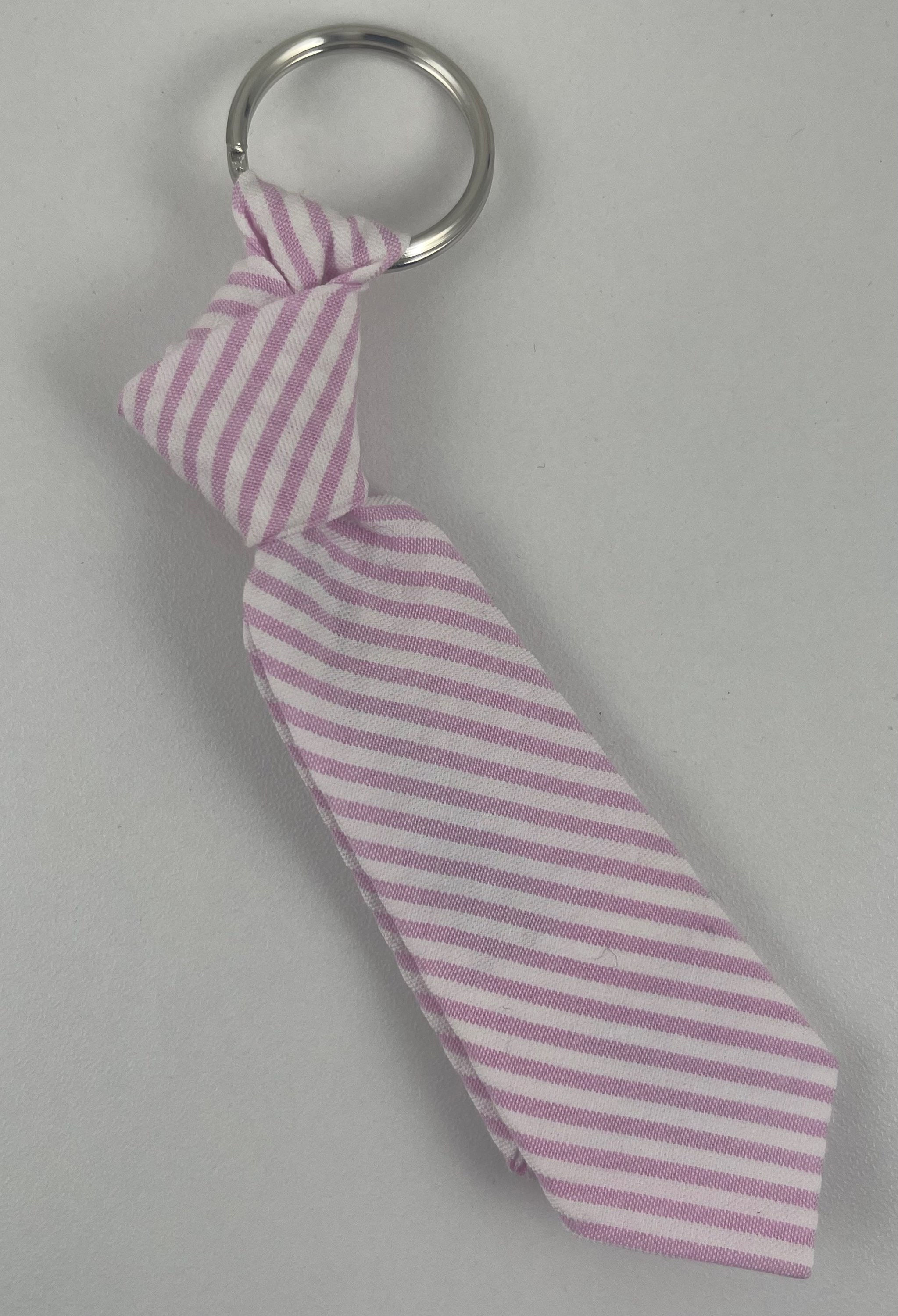 Brooks Brothers Pink Seersucker Style Necktie Keychain