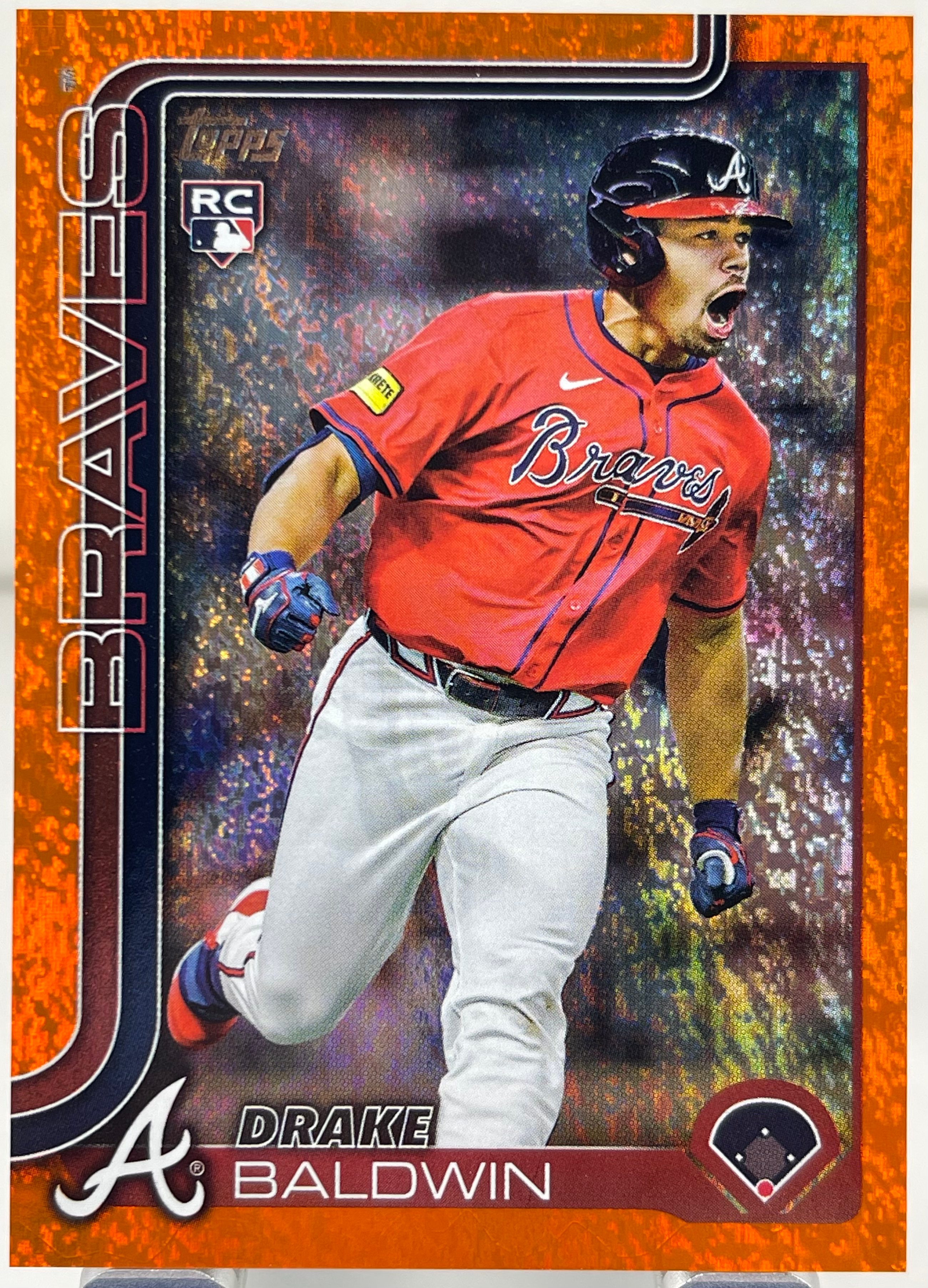 2025 Topps Update Series Drake Baldwin Braves Rookie RC Orange Holo Foil #'d /25
