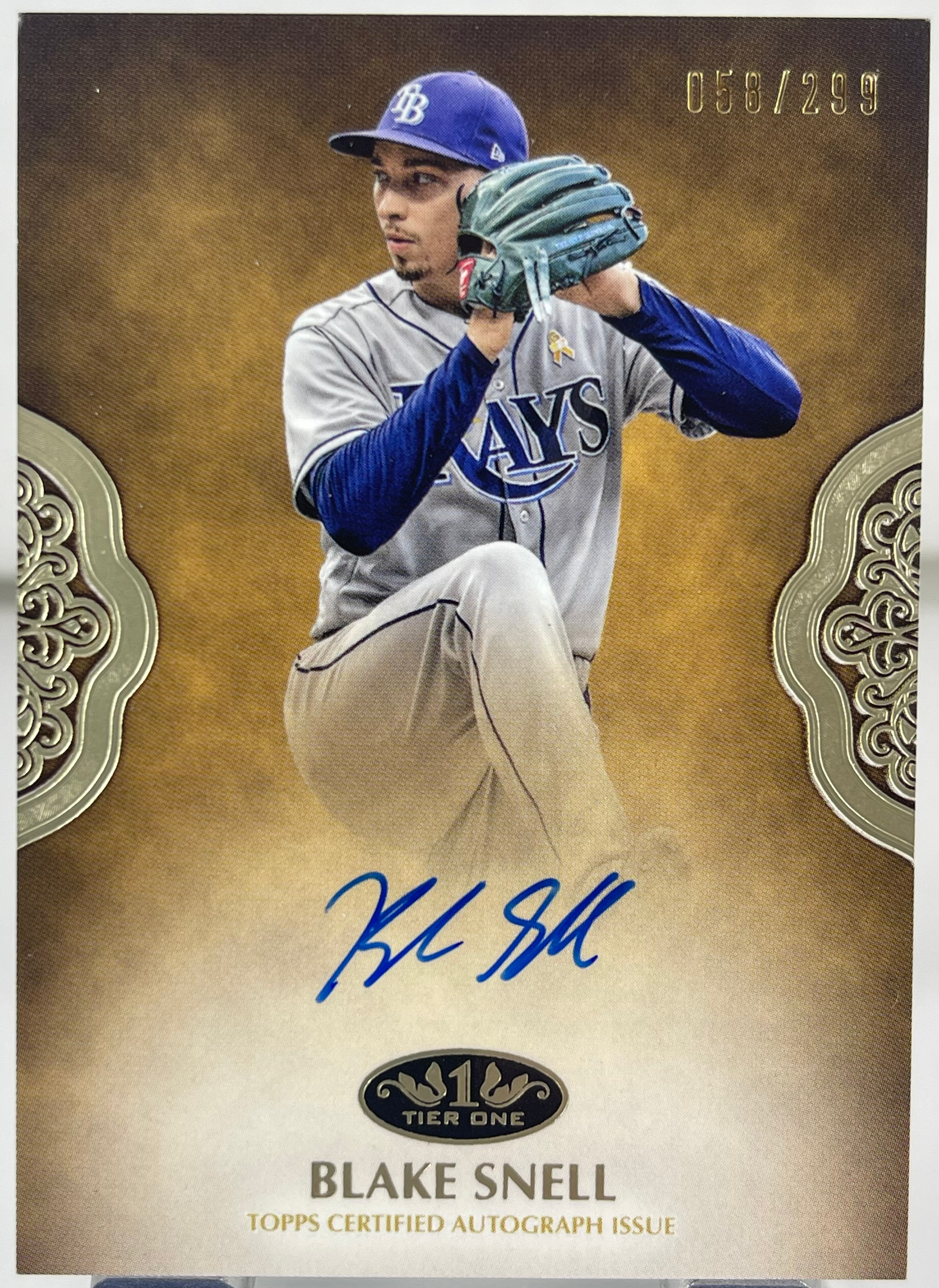 Topps Tier One 2019 Blake Snell Tampa Bay Rays Prime Performers Auto #'d /299