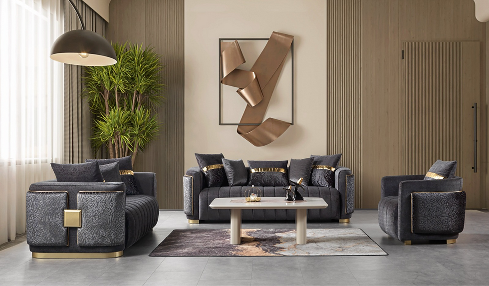 Thumbnail: AVANOS LUXURY GRAY Sofa Set (3+2+1)