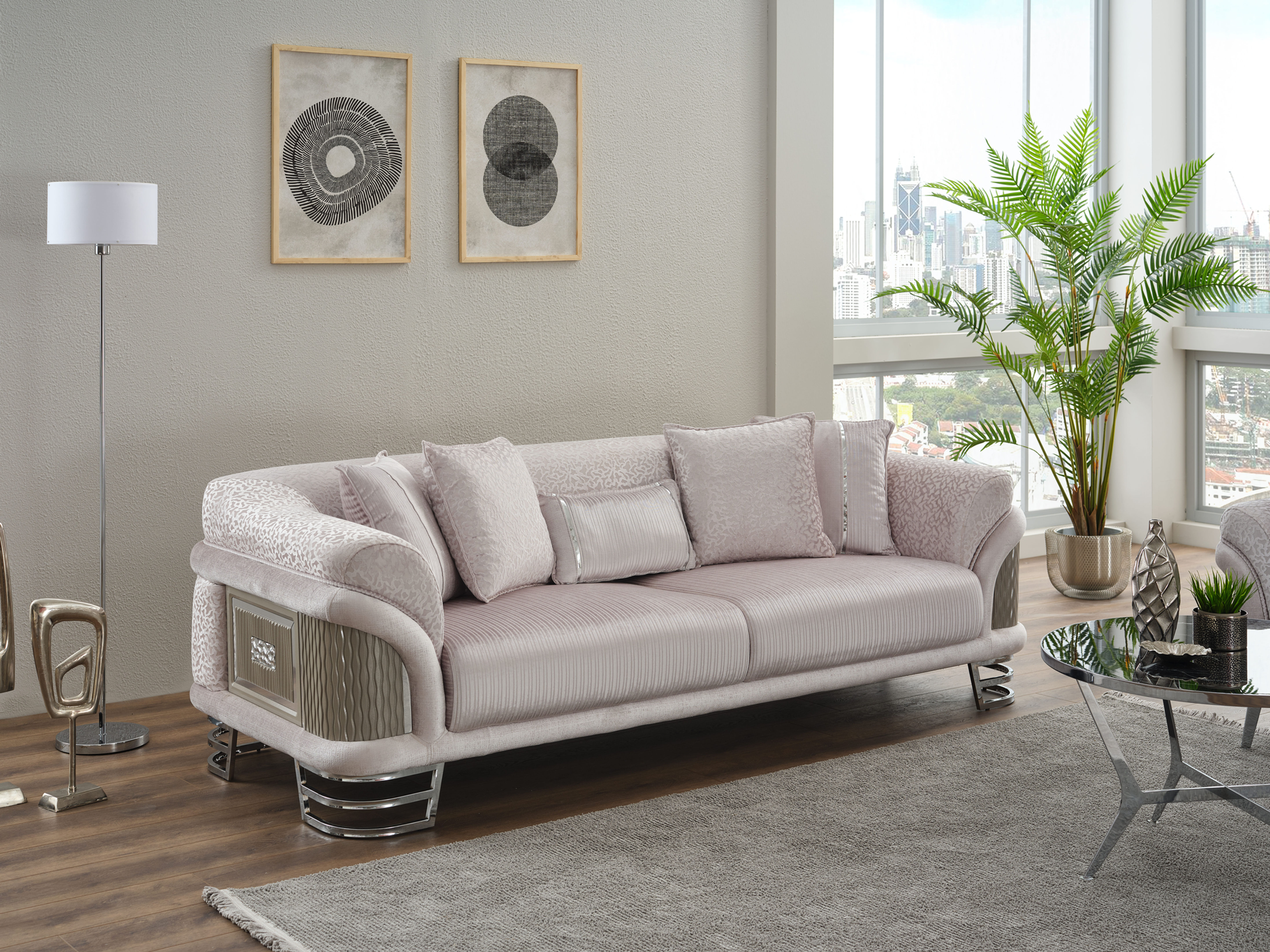 VERSACE LUXURY GRAY Sofa Set (3+2+1)