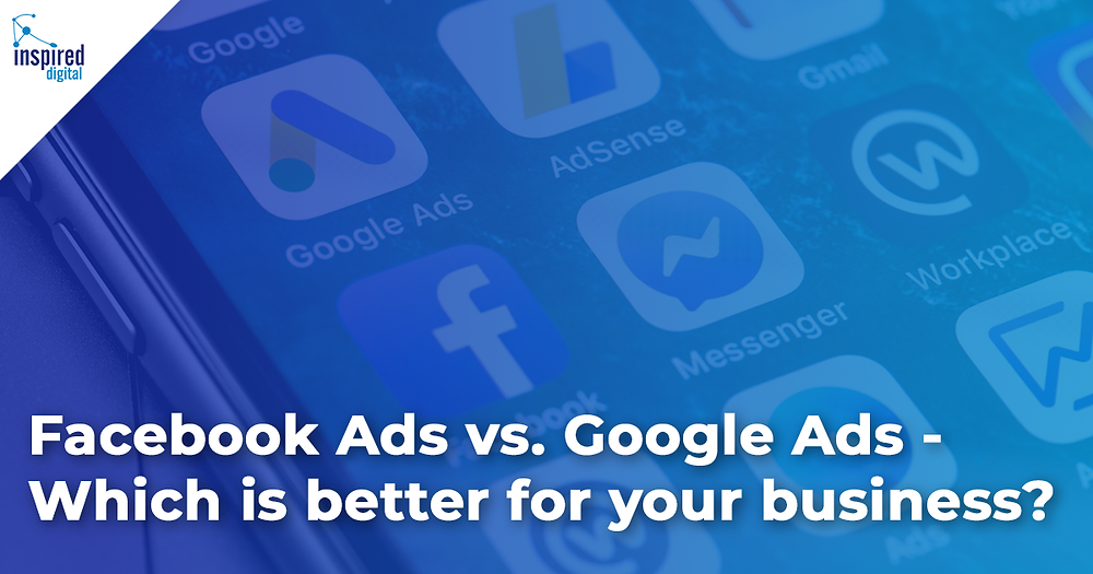 Mobile phone screen showing Google Ads and Facebook Ads apps.