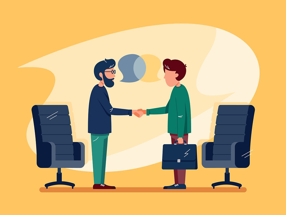 two business people having a conversation and shaking hands