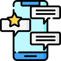 mobile phone with message and reviews