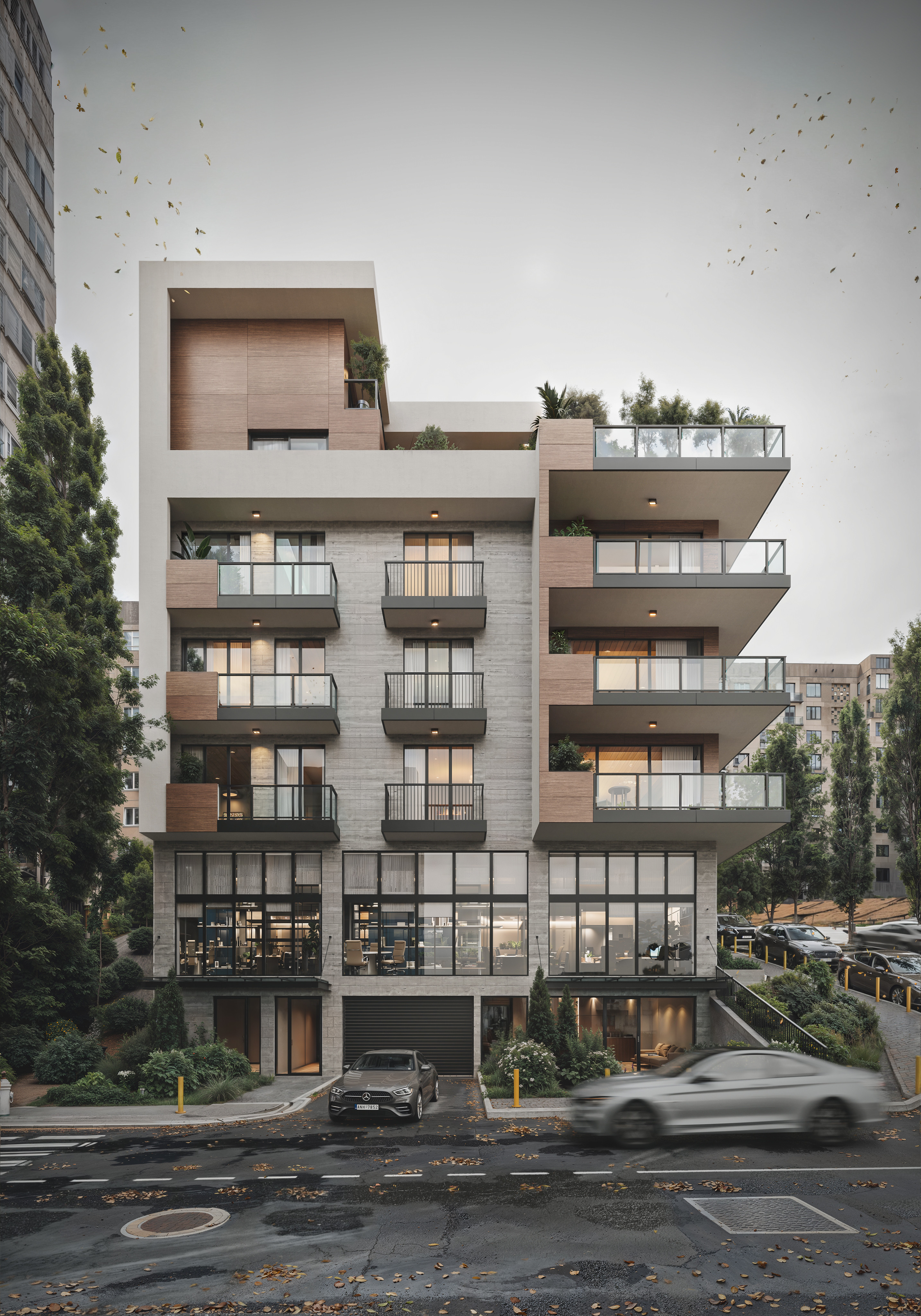 Exterior design of a multi-apartment residential building