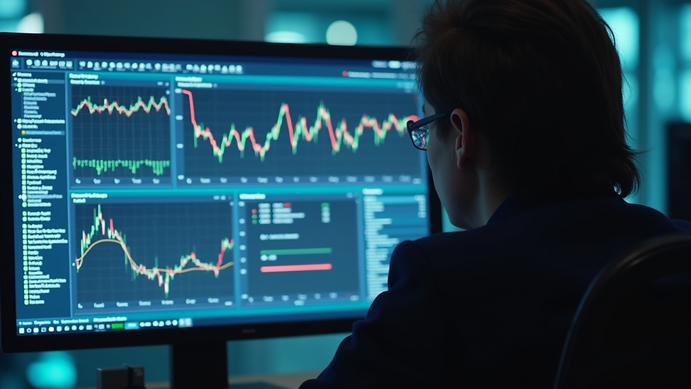 Close-up view of a cybersecurity professional analyzing data on a computer screen