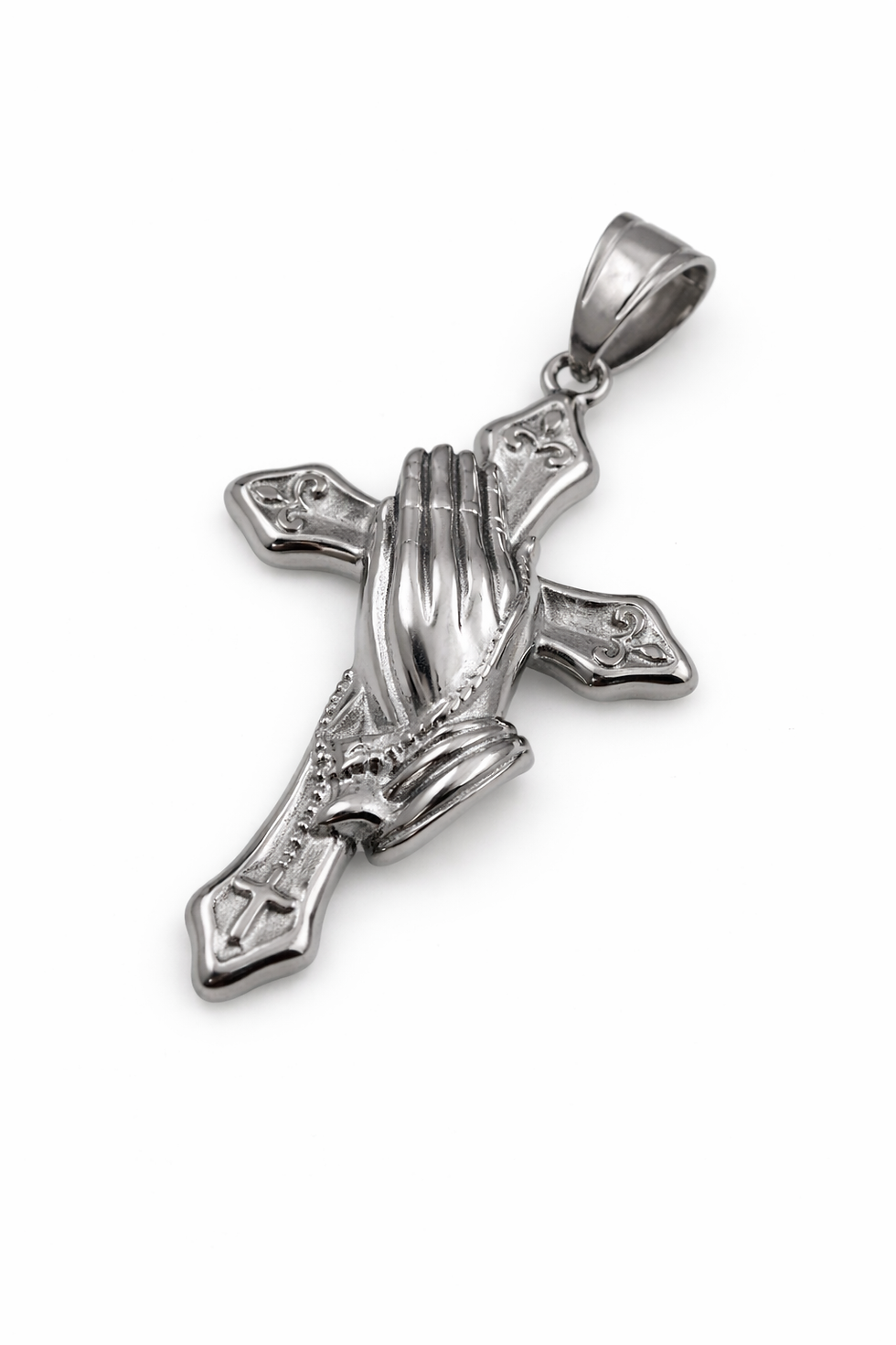 Thumbnail: Praying Hand Cross Stainless Steel Pendant 86-2912