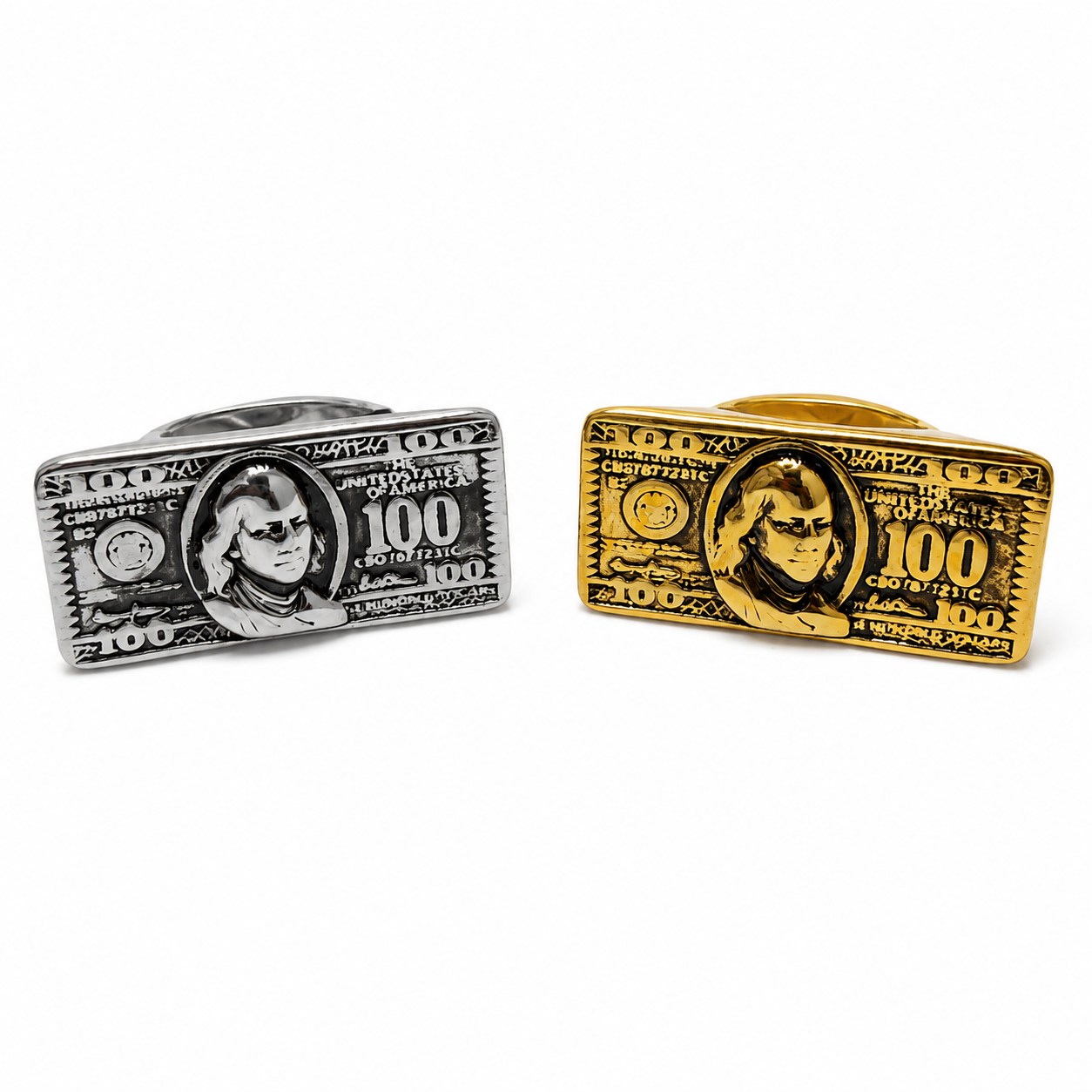 Stainless Steel 100 Dollar Bill Ring – Money Statement Ring 81HX-5135