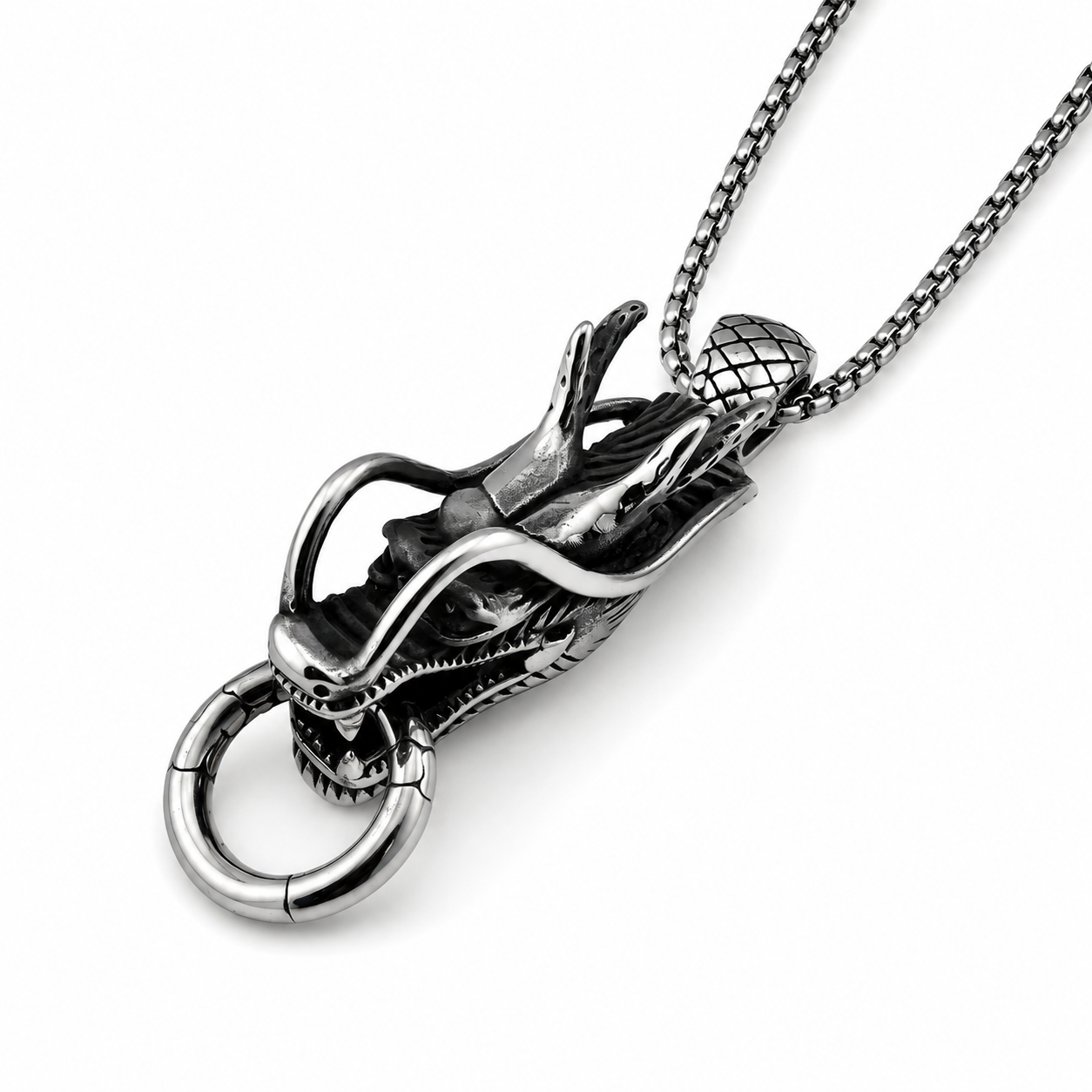 Stainless Steel Dragon Head Pendant Necklace Viking Dragon Jewelry 89-1058