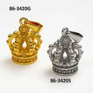 Stainless Steel Crown Pendant – Gold & Silver |