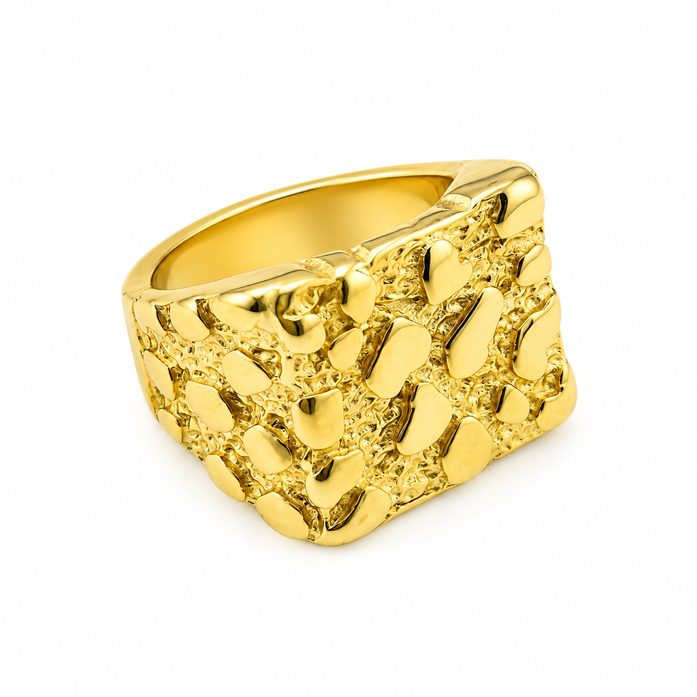 Thumbnail: Stainless Steel Nugget Ring | Gold Nugget Signet Ring 81HX-5131