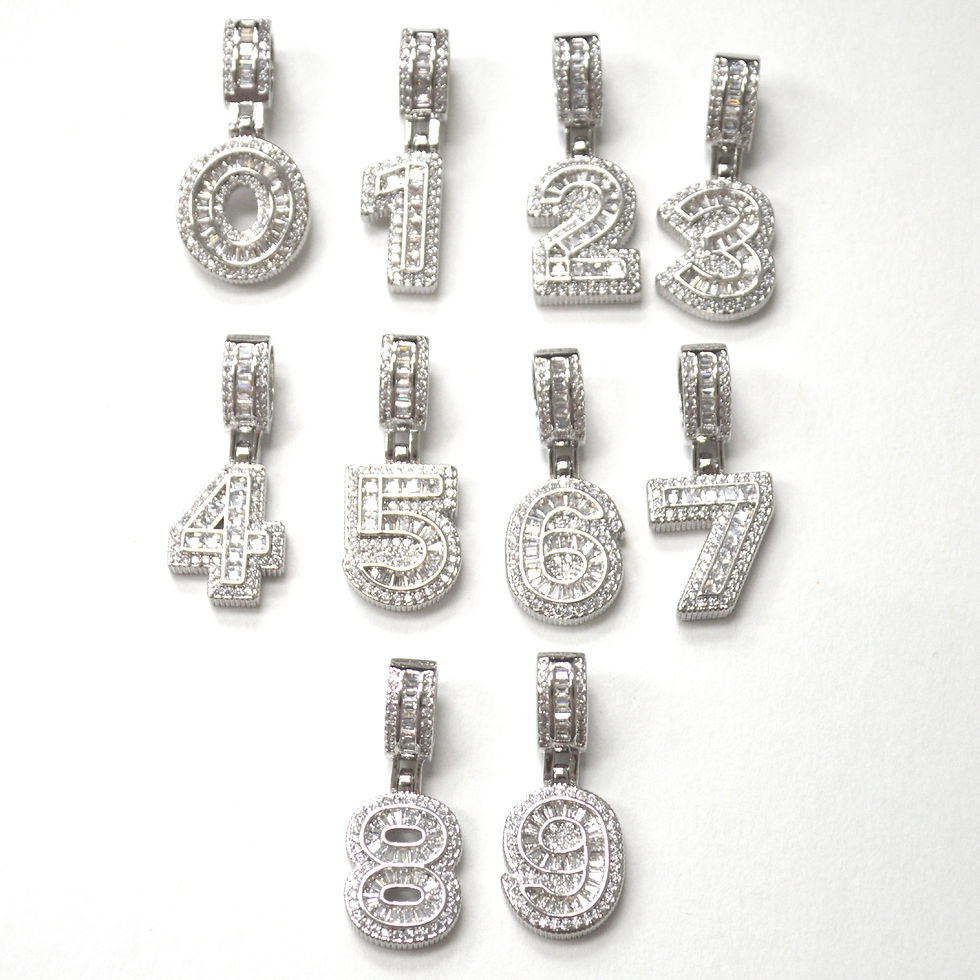 Thumbnail: Numbers Laminated Silver Plated Pendant 36-3132S