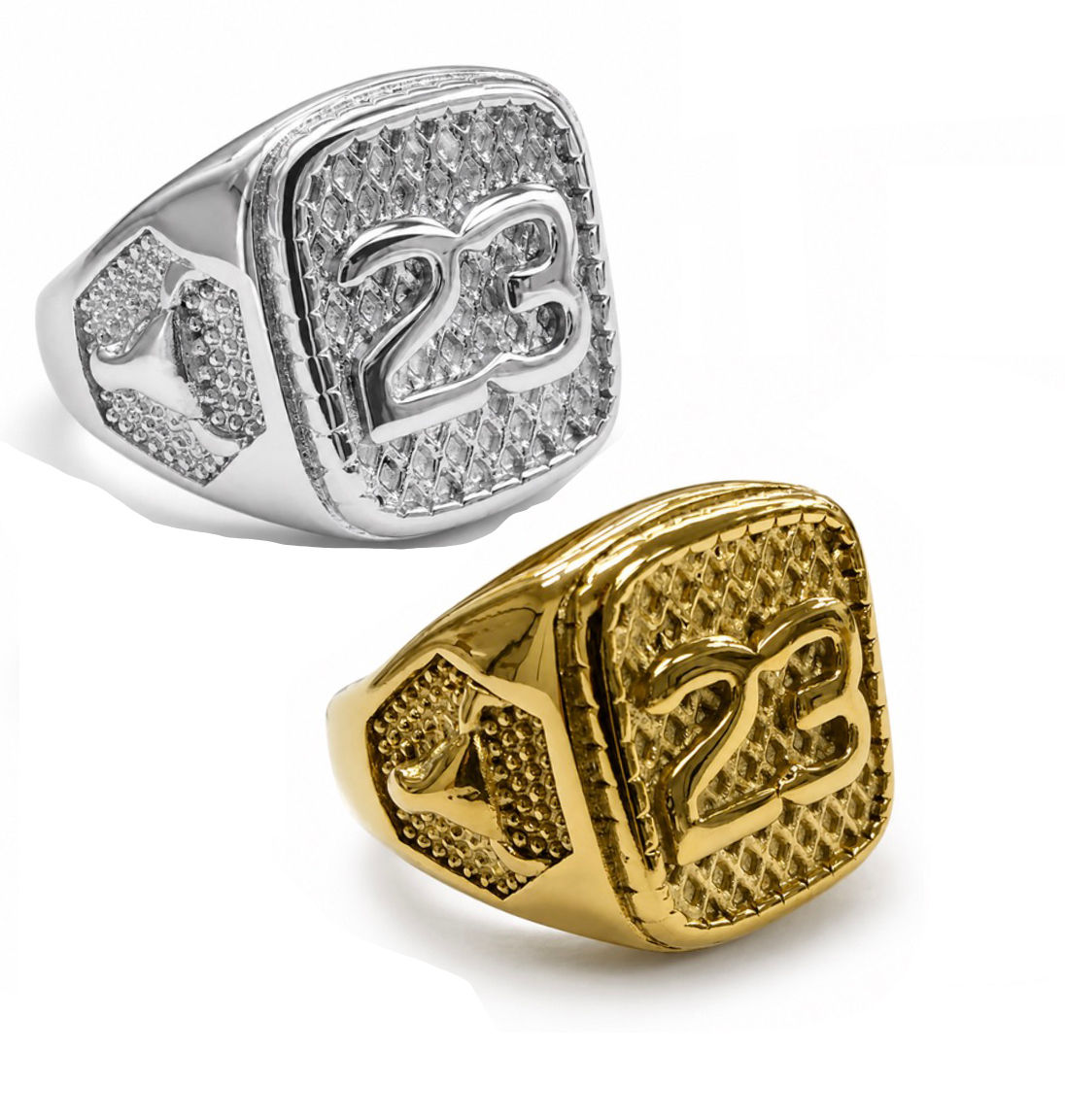 Stainless Steel Number 23 Signet Ring | Gold & Silver 81HX_2002