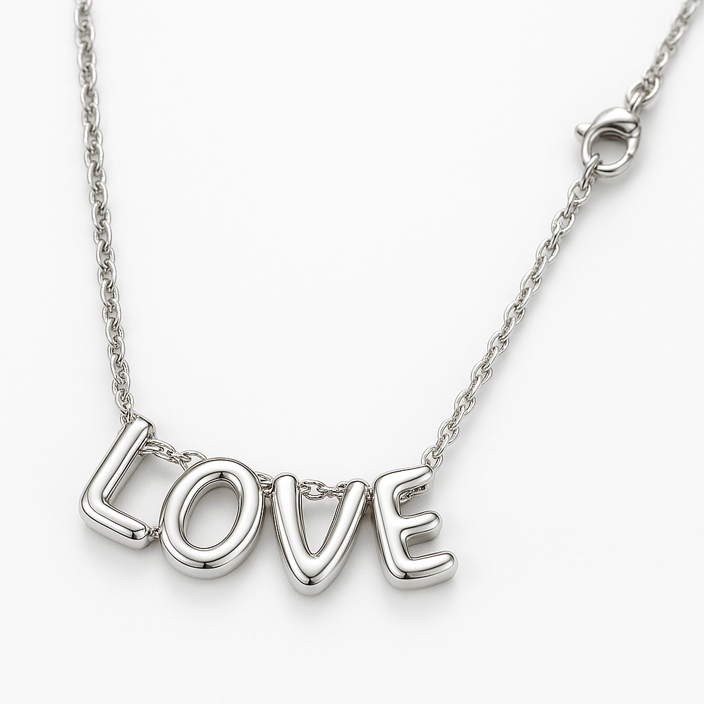 "LOVE" Stainless Steel Letter Necklace | Romantic Pendant Chain – 89-1032-Love