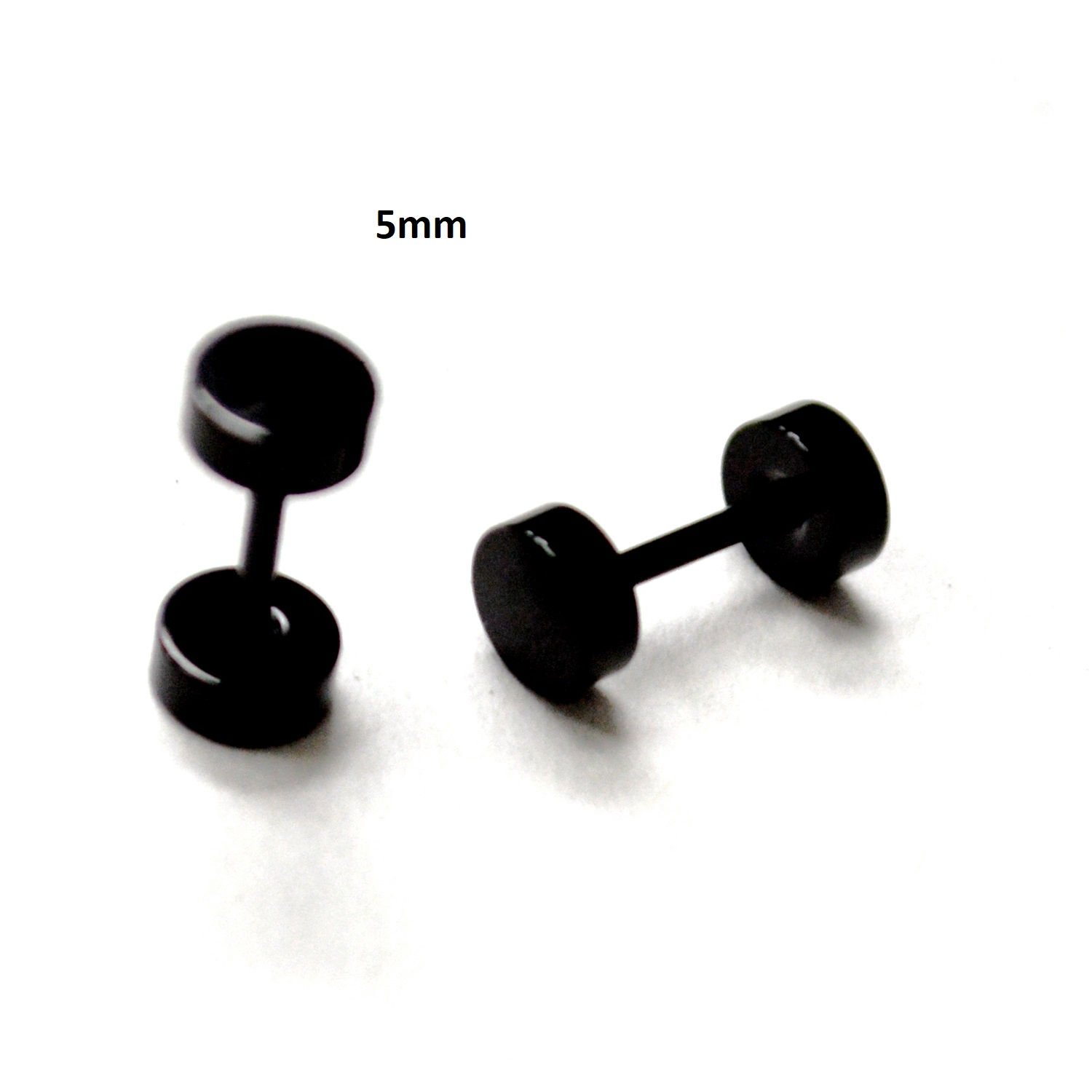 Screw Back Black Plated Stud Earrings 83-819B-5