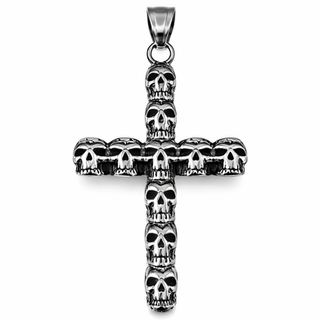 stainless steel skull cross pendant gothic punk silver necklace charm
