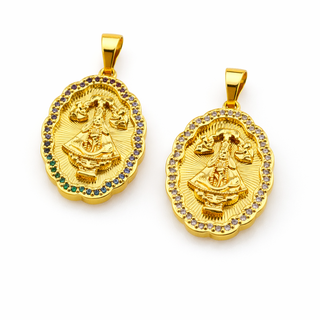 Virgin Mary Laminated Gold Pendant 36-3081G
