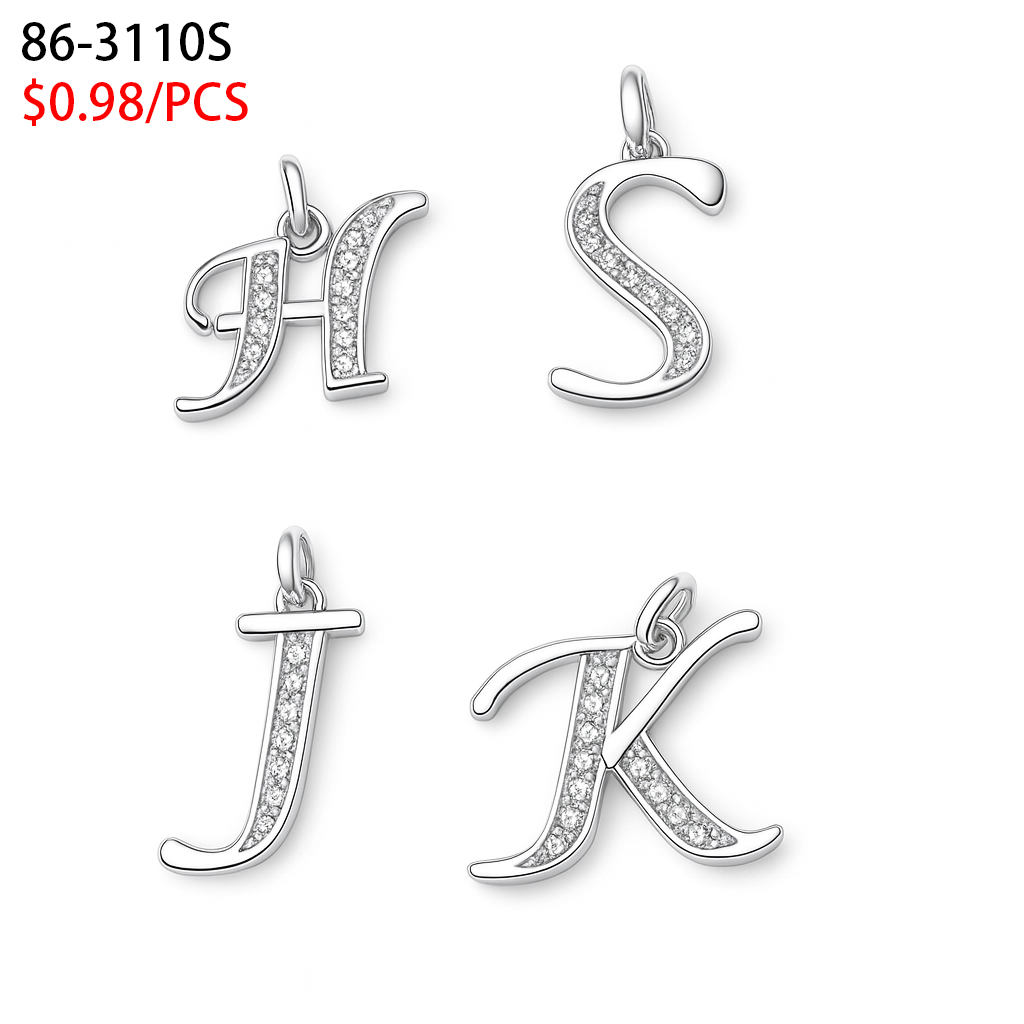 Initials Laminated Silver Plated Pendant 86-3110S