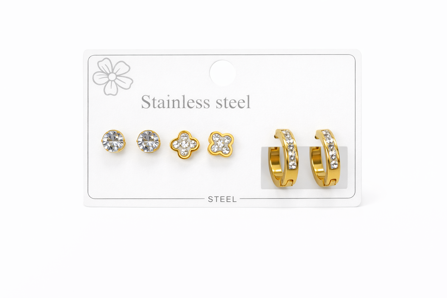 Assorted Stainless Steel Earrings in Card 83-1066