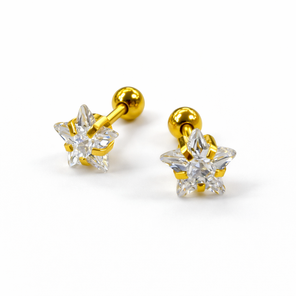 8mm Star Stud Prong Helix Earring 83-1058G-8