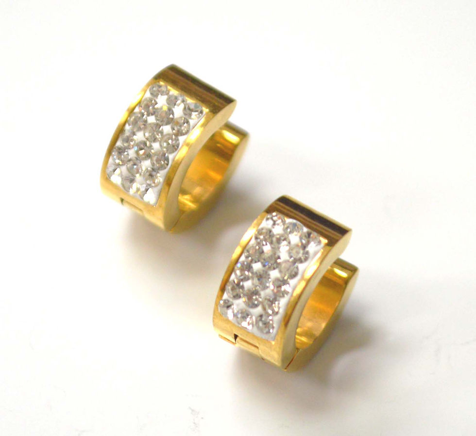 Thumbnail: Multi Stones Gold Plated Huggies Earring 83-826G