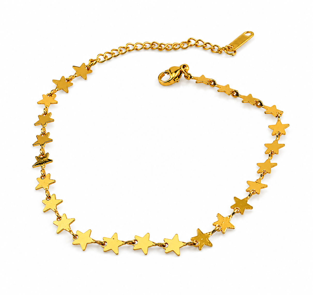 Stars Link Gold Plated Stainless Steel Anklet 82-301G