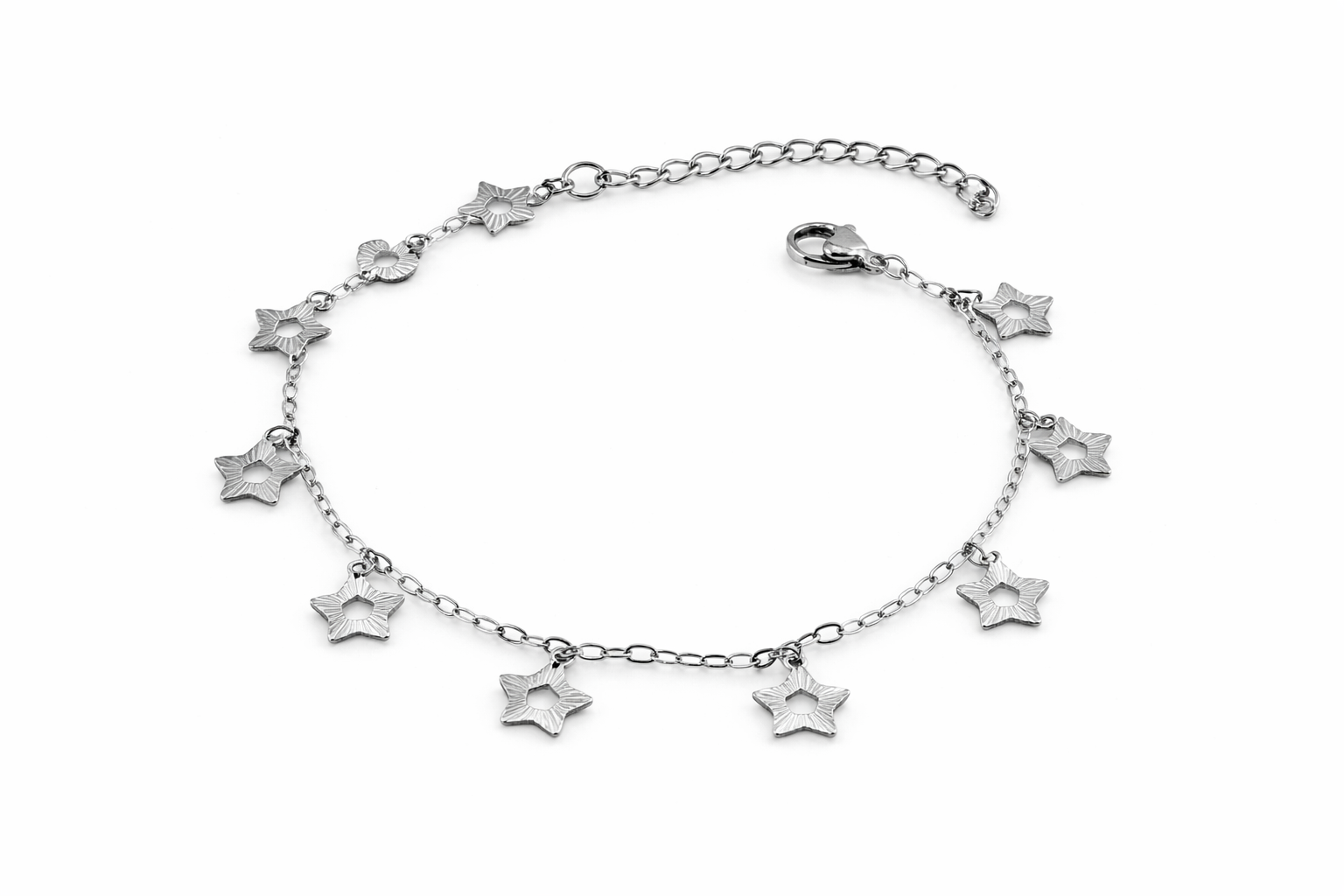 Dangling Star Stainless Steel Anklet 82-293 (2/pkg)
