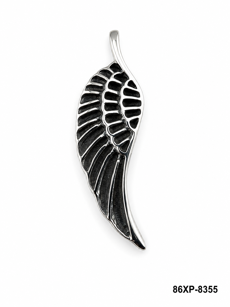 Stainless Steel Angel Wing Pendant with Openwork Feather Design