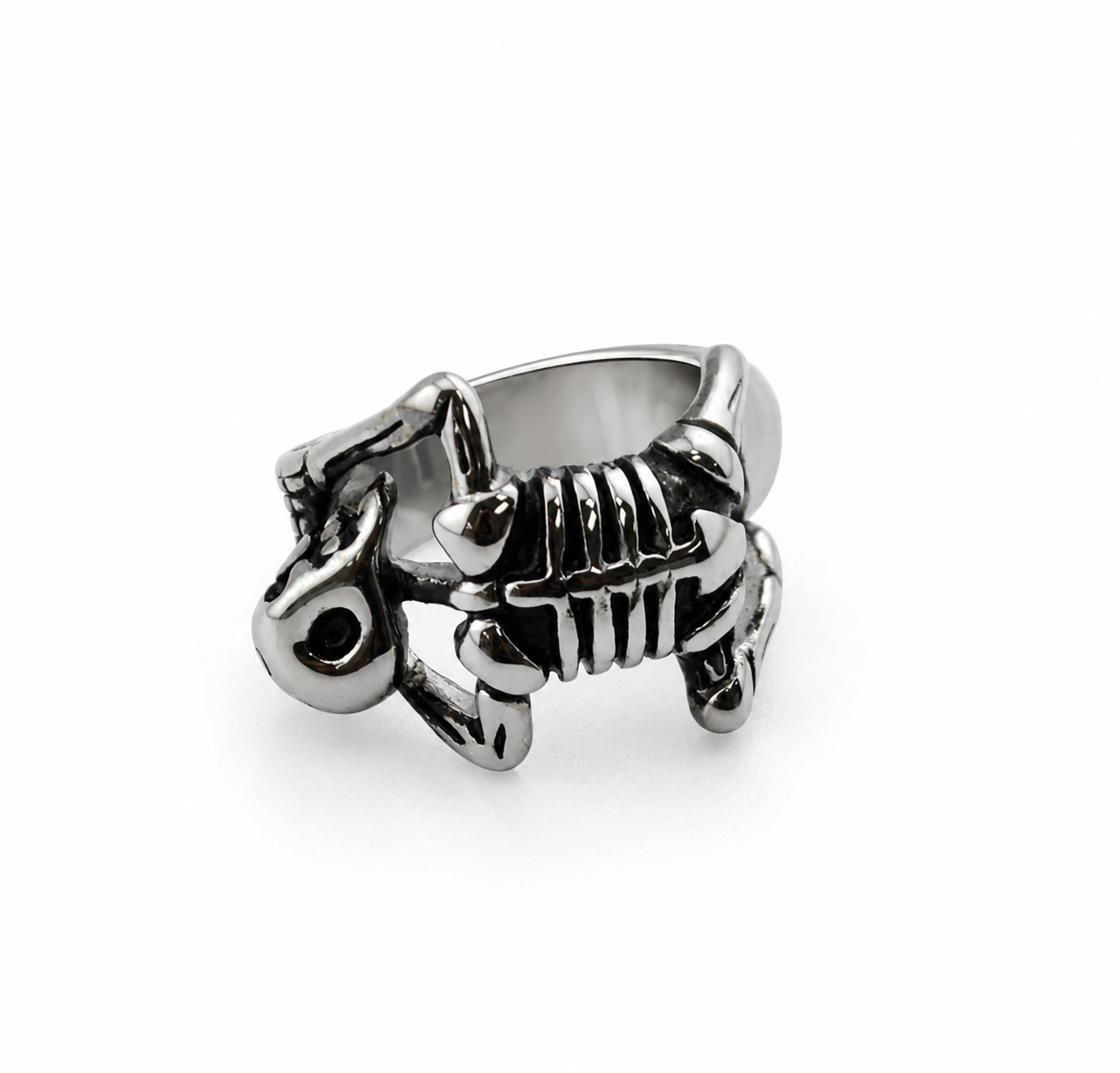 Men’s Stainless Steel Skeleton Skull Ring with 3D Bone Design 81-5084S