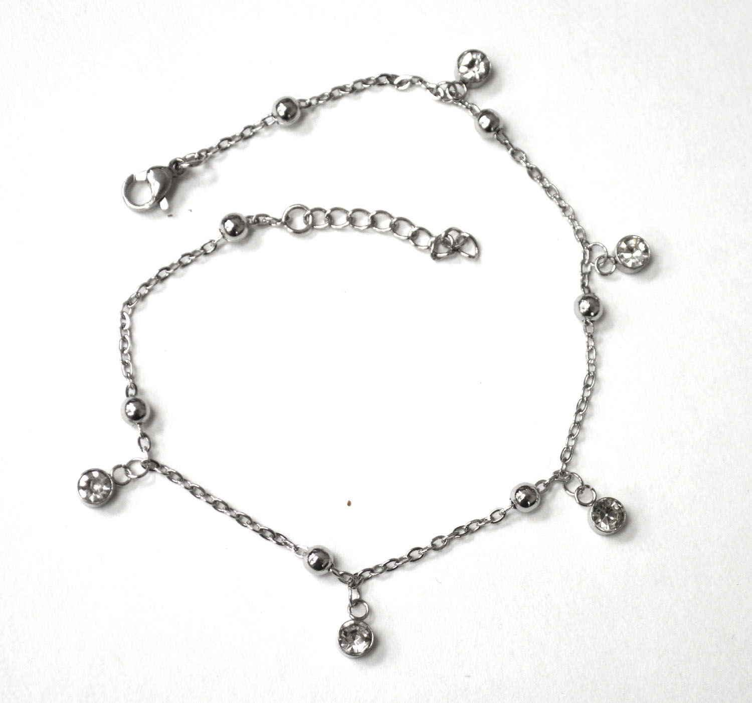 Crystal Bead Stainless Steel Anklet 82-254