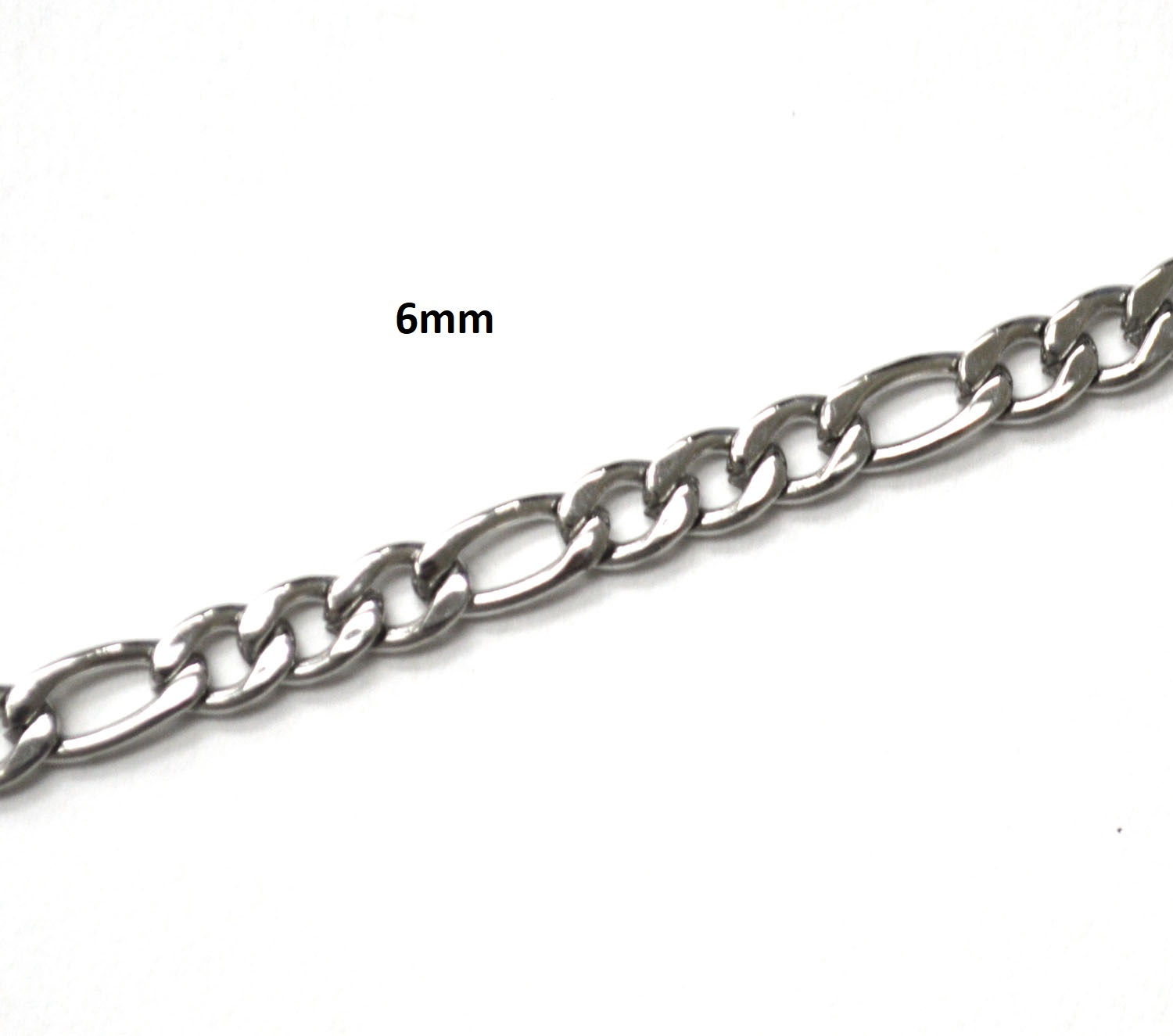 6mm Figaro Stainless Steel Bracelet 84-110-6 (2/pkg)