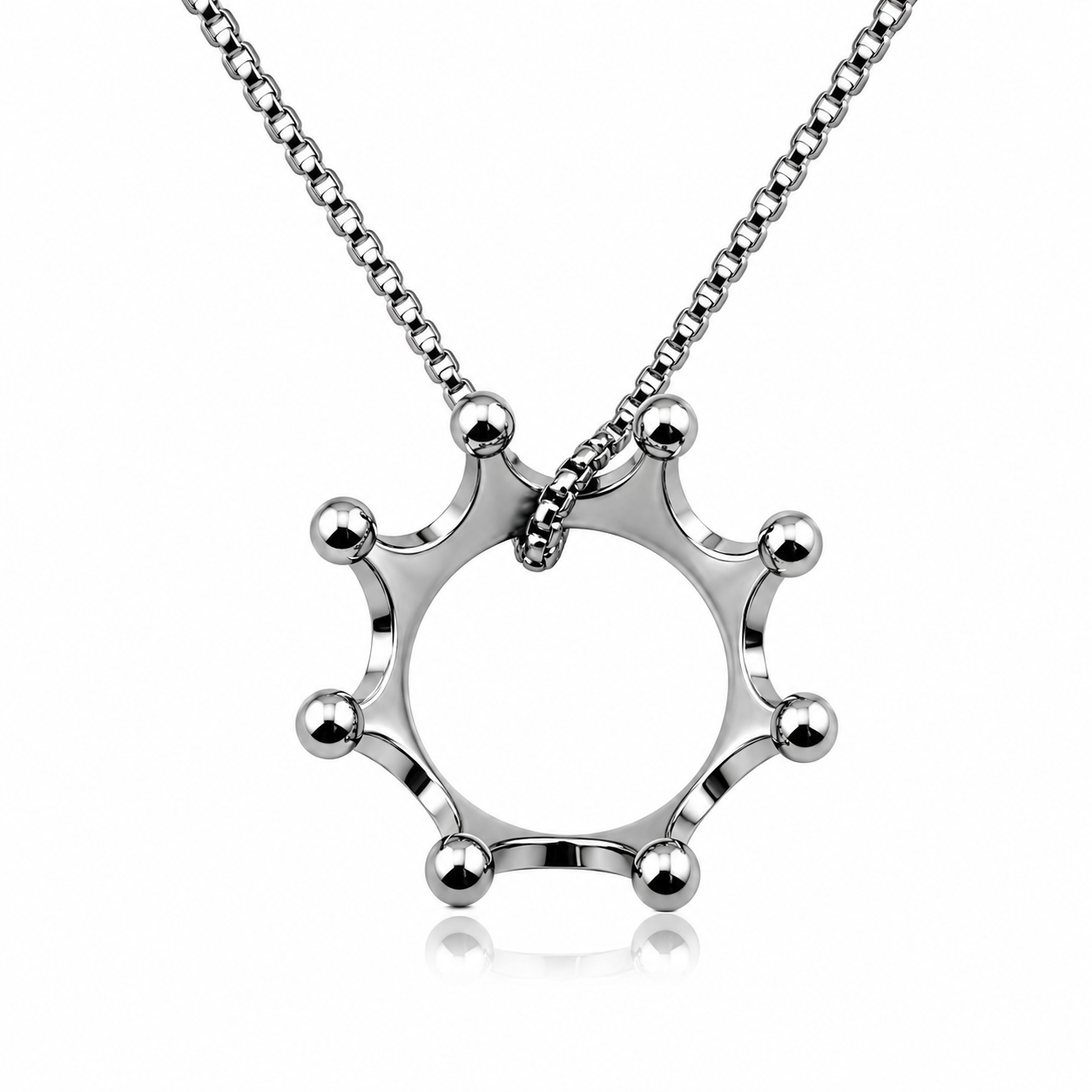 Stainless Steel Crown Ring Pendant Necklace Modern Jewelry 89-1100
