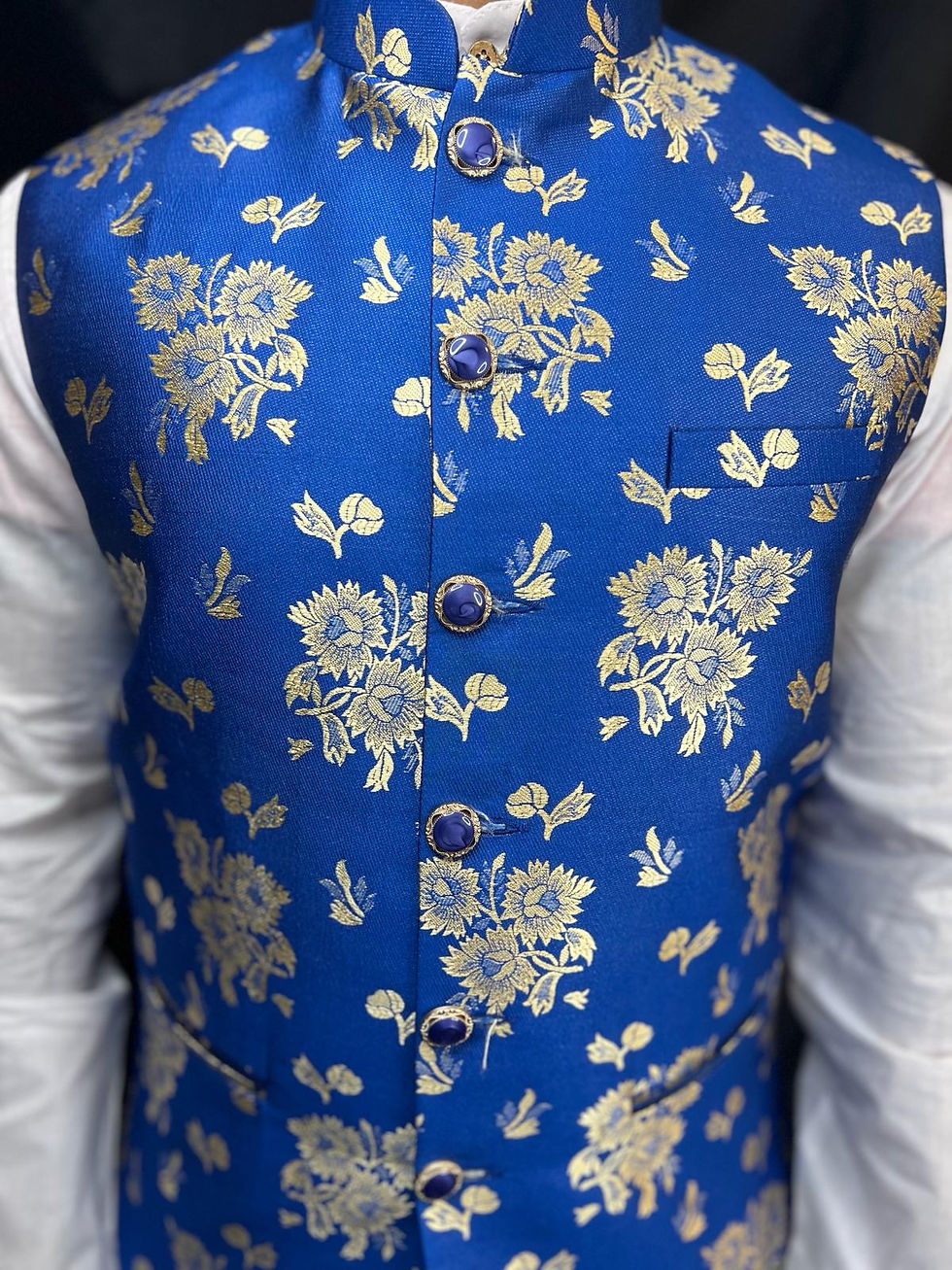 Nehru Vest - Sapphire Splendor