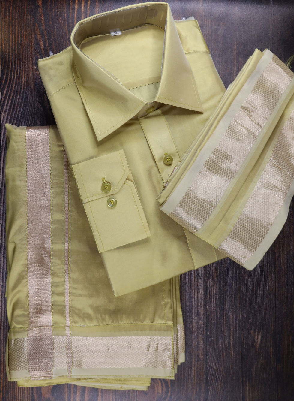 Art Silk Vetti Set - Gold