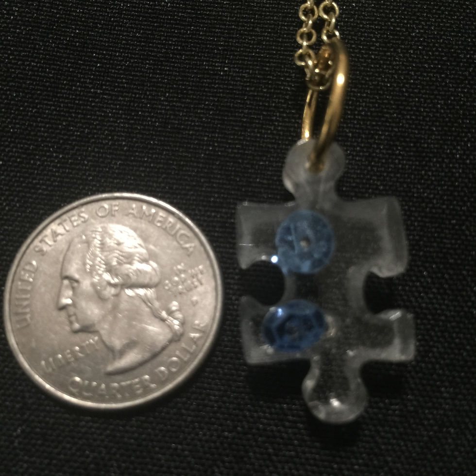 RESIN PUZZLE PIECECE WITH BLUE SEQUINS N
