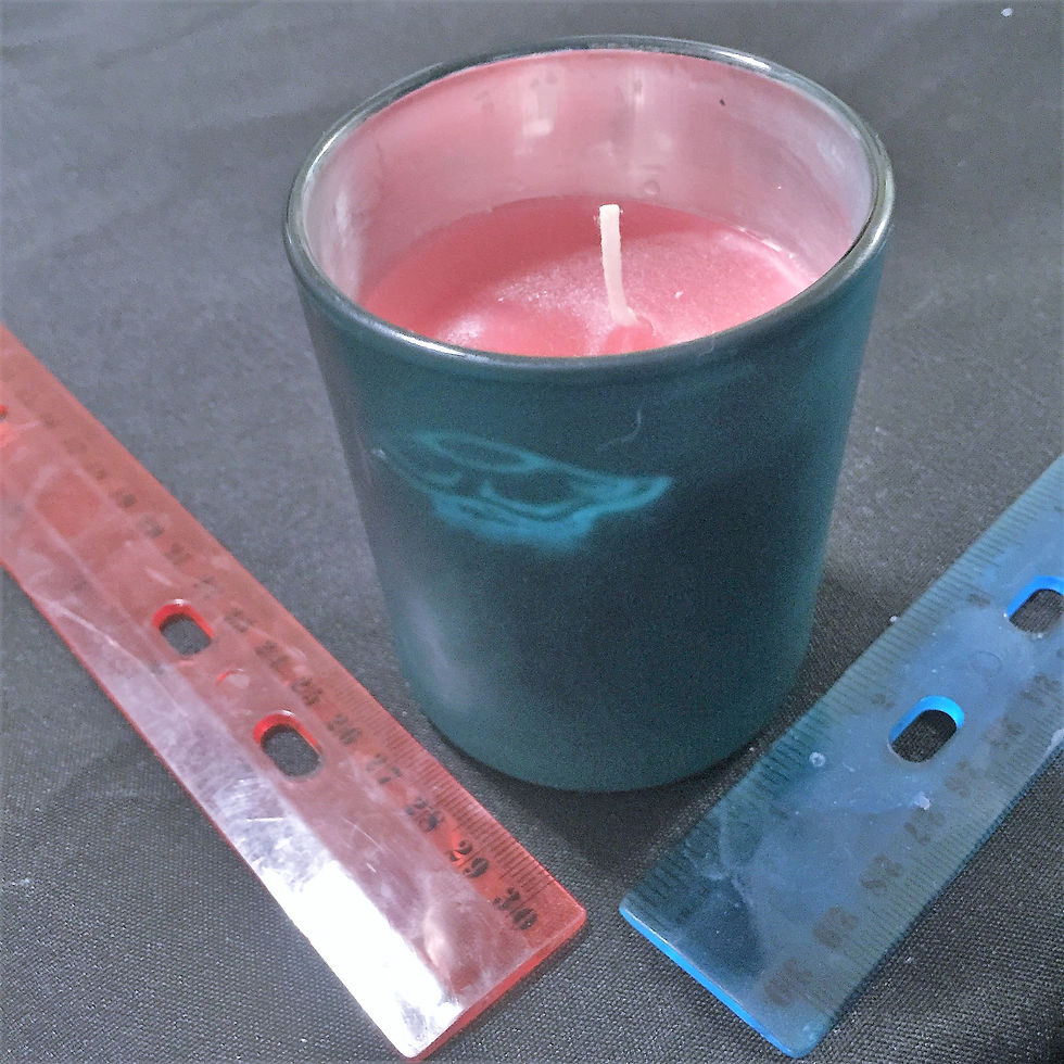 TEAL JELLYFISH JAR WITH PINK CANDLE