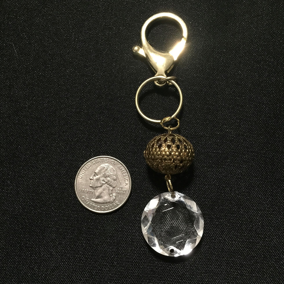 ROUND CRYSTAL & BRASS GOLD KEYCHAIN