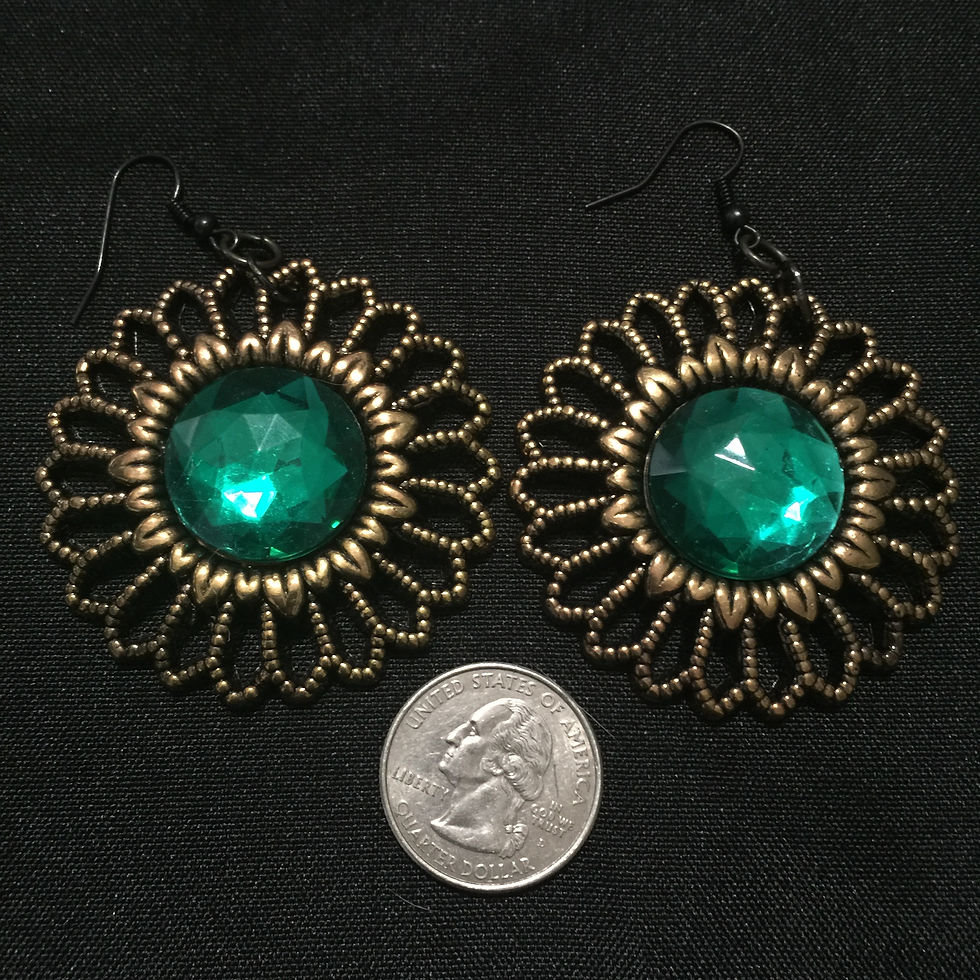 GREEN & GOLD FLOWER EARRINGS