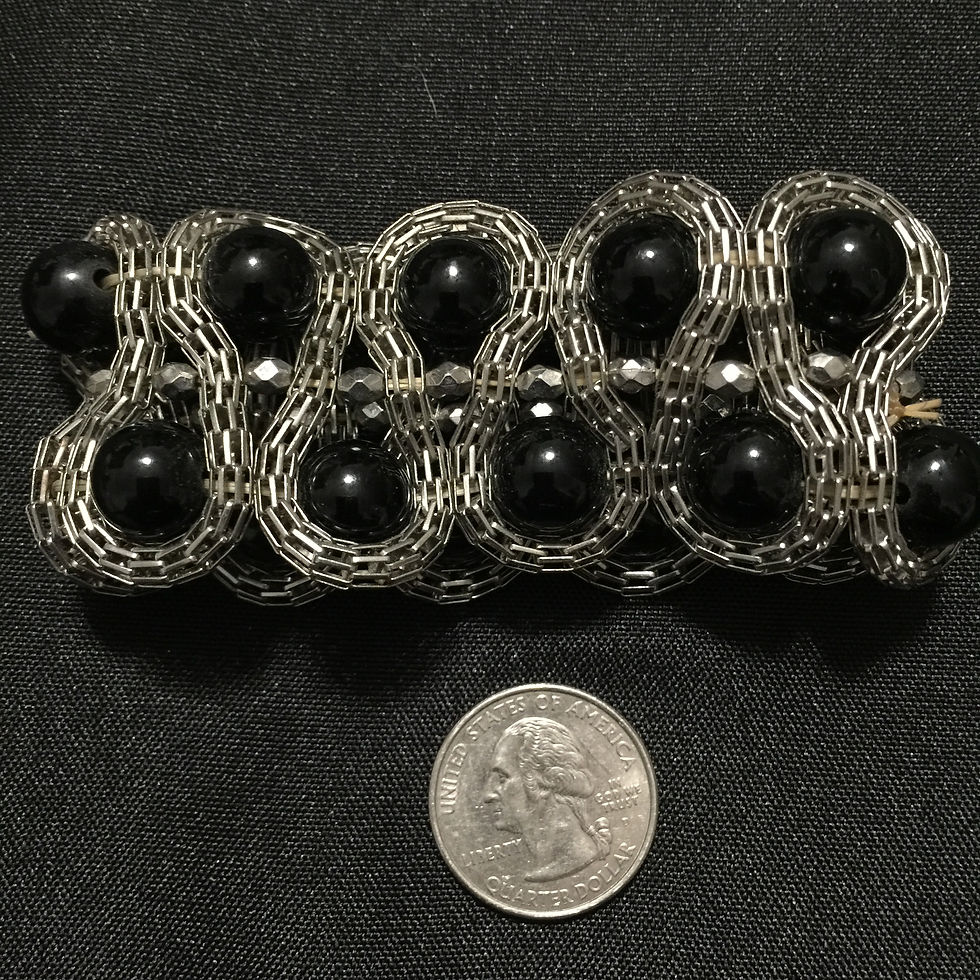 SILVER MESH CHAIN WITH BLACK BEADS BRACE
