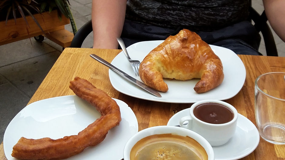Paella and Churros/ sweet and salty - The typical food of Valencian and Spanish kitchen