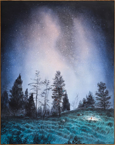 ANDREW SUTHERLAND. This Time Tomorrow, 2021. Mixed media on canvas. 1600 x 1265mm. Framed