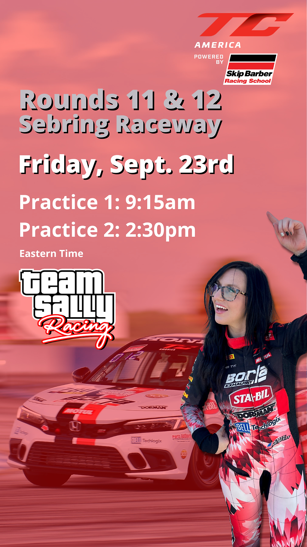 Sally McNulty Friday race schedule.